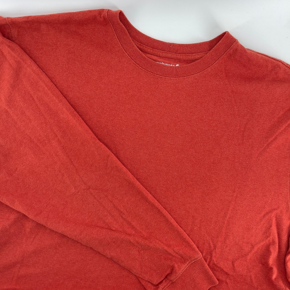Carhartt Mens XL Loose Fit Long Sleeve T Shirt Red Cotton Polyester Blend